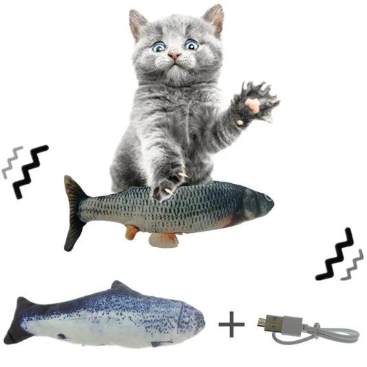 28CM Cat Toy Fish USB Electric Charging Simulation Dancing Jumping Moving Floppy Fish Cat Toy Electronic Fish for Cats Toys