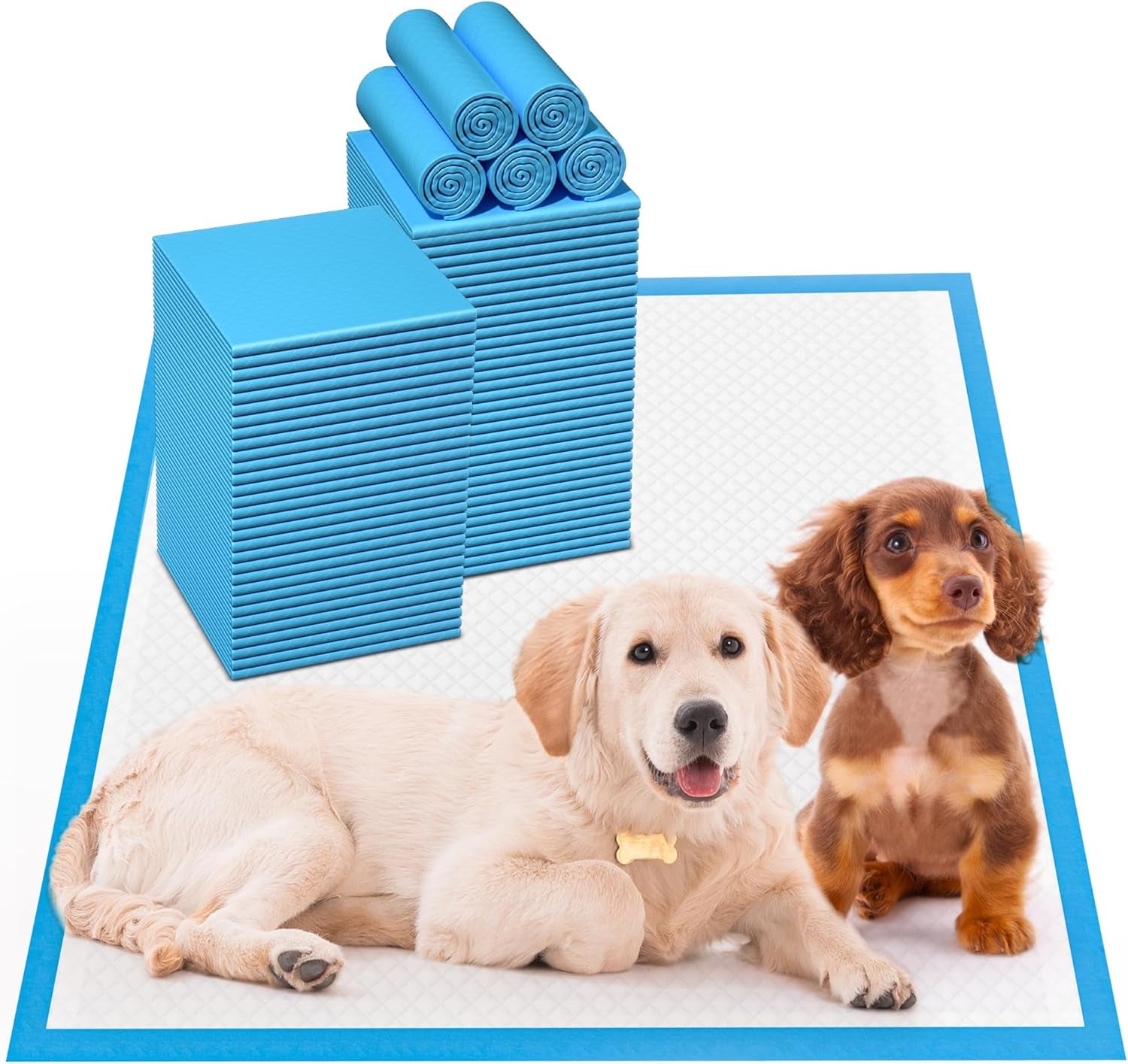 Upgrade Leak-Proof Pet Training and Puppy Pads, Jumbo Pee Pads for Dogs with Thicken Polymer Heavy Absorbency, Quick Dry Disposable Pee Pads for Cats Dogs