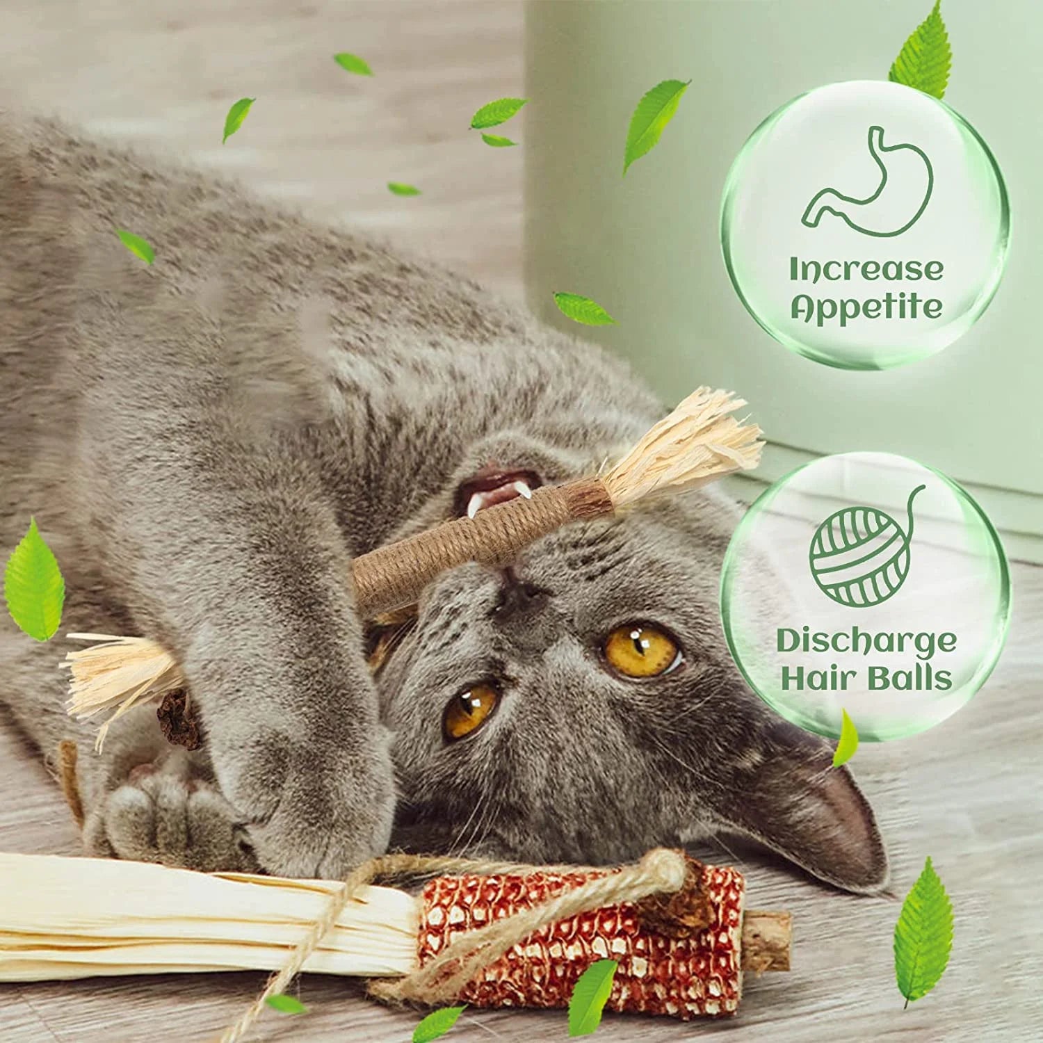 Catnip 4 Pieces Silver Vine Cat Chew Toys Cats Clean Teeth Chews for Stress Relief