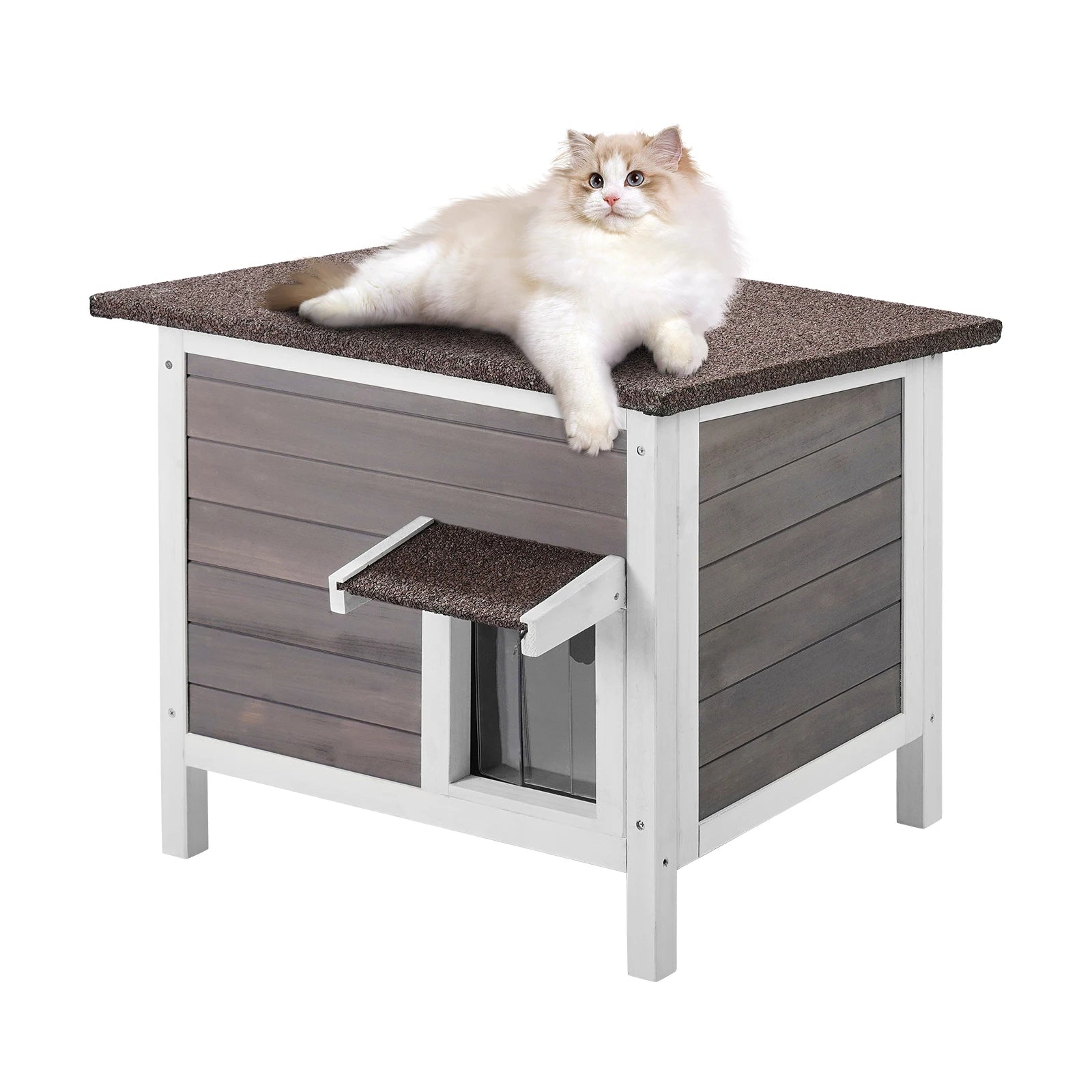 Outdoor Cat House Weatherproof, Feral Cat Shelter for Cat Outdoor Wooden Cat Rabbit House with All-Round Foam Insulated