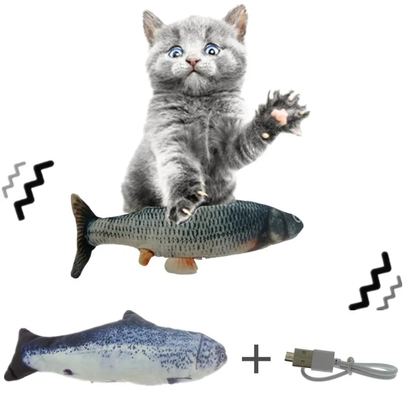 28CM Cat Toy Fish USB Electric Charging Simulation Dancing Jumping Moving Floppy Fish Cat Toy Electronic Fish for Cats Toys