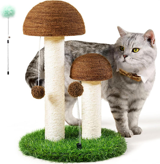 Cat Scratching Post Mushroom Natural Sisal Board Scratcher for Kitten Health and Good Behavior, Furniture Scratch Deterrent Accessories for Cats and Kitten Brown